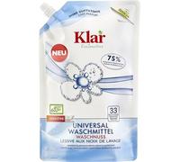 Klar eco Sensitive Recharge de lessive universelle à la noix de lavage, 1,5 l, sans parfum, 33 lavages, pour personnes allergiques, végétalien