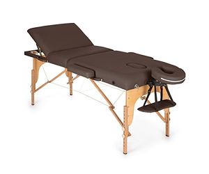 KLAR FIT MT 500 - Table de Massage Pliante Professionnelle, 210cm avec cavité faciale (Rembourrage Mousse, entièrement modulable, Hauteur de Pieds Ajustable, Housse de Transport) - Marron