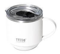 Klaraber Tasse à café isotherme, tasse thermique avec poignée, tasse de camping isotherme avec couvercle, tasse à bière à double paroi, en acier inoxydable, anti-déversement, réutilisable, 330 ml