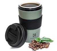 Klaraber Tasse de voyage en céramique avec couvercle, tasse en porcelaine portable avec manchon, étanche, tasse à café de voyage réutilisable, 350 ml (vert)