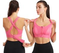 klarafit Brassière Ajustable Soutien-Gorge de Sport Femme Zippé YKK, Dos Nageur, Coussinets Amovibles, Maintien Élevé, Respirant