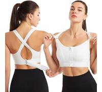 klarafit Brassière Ajustable Soutien-Gorge de Sport Femme Zippé YKK, Dos Nageur, Coussinets Amovibles, Maintien Élevé, Respirant