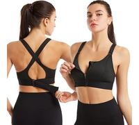 klarafit Brassière Ajustable Soutien-Gorge de Sport Femme Zippé YKK, Dos Nageur, Coussinets Amovibles, Maintien Élevé, Respirant