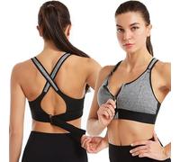 klarafit Brassière Ajustable Soutien-Gorge de Sport Femme Zippé YKK, Dos Nageur, Coussinets Amovibles, Maintien Élevé, Respirant