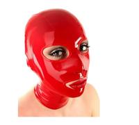 Klarer Schwarzer Latex -Kappe Back Reißverschluss Männer Und Frauen Gummihaube Clubwear Open Eye Und Mund Hood Accessoires,red,XXL