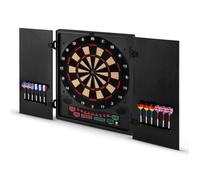 OneConcept Cible électronique Dartmaster 180 Bois, 27 jeux, 150 variantes, jusqu'à 8 joueurs, Noir