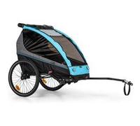 KLARFIT Kiddy King - Remorque de vélo pour enfants Jogger-Buggy - 2 places - Charge 40 kg max. - Noir & Bleu