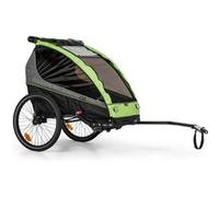 KLARFIT Kiddy King - Remorque de vélo pour enfants Jogger-Buggy - 2 places - Charge 40 kg max. - Noir & Vert