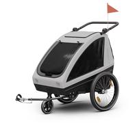 Klarfit Remorque vélo enfant GoKiddo – 2-en-1 remorque & buggy, 40 kg, pliable, gris clair