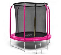 Klarfit Trampoline Extérieur pour Enfants, avec Filet de Protection, Echelle Stable, Toile Résistante aux UV, Petit et Compact, Jeu de Jardin pour Enfants, Sécurité Filet, 250 cm