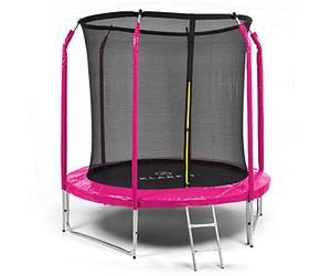 Klarfit Trampoline Extérieur pour Enfants, avec Filet de Protection, Echelle Stable, Toile Résistante aux UV, Petit et Compact, Jeu de Jardin pour Enfants, Sécurité Filet, 250 cm