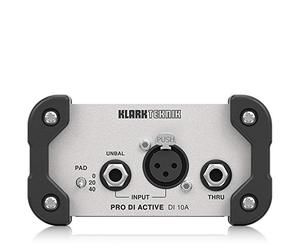 KLARK TEKNIK DI10A Pro DI Active DI Box avec transformateur MIDAS/plage dynamique étendue et fonctionnement de la batterie