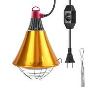 Klarlight Chauffante Infrarouge Dimmable,Support Lampe Chauffante Chiot RéFlecteur Avec Grille de Protection,CâBle de 2m Max 275W Chauffante pour poulailler Poussins Cochons(Sans Ampoule)