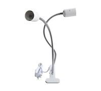 Klarlight Clip Support de Lampe E27, Titulaire à Pince avec 2 Douilles, avec Double Interrupteur Marche/Arrêt, Tuyau Col de Cygne Rotation de 360 Degrés, pour Lampe des Plantes Table Lecture de Nuit