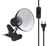 Klarlight Lampe à Pince E27 avec prise Européenne et Interrupteur, Rotation de 270 Degrés Support Douille Vis Edison, Support de Lampe de Bureau, AC 85-265V (Noir - Sans Ampoule)
