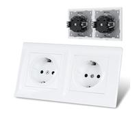 Klarlight Prise Schuko 2 prises, double prise murale, double prise murale
