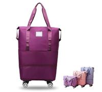 Klarson Expandable Bag with Wheels, Foldable Suitcase Collapsible Luggage,Scratch Travel Duffle Bag (Dark Purple)