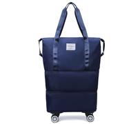 Klarson Expandable Bag with Wheels, Foldable Suitcase Without Handle, Scratch Expandable Travel Duffle Bag with Wheels (Dark Blue)