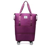Klarson Expandable Bag with Wheels, Foldable Suitcase Without Handle, Scratch Expandable Travel Duffle Bag with Wheels (Dark Purple)