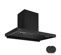 Klarstein AeroClean Hotte aspirante - 90 cm Hotte murale, 721 m³/h Boost, CEE A++, LED 3800-4200 K, Silencieuse 52 dB, Filtres à Chicanes & Charbon, Noire