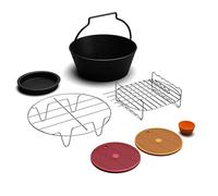 Klarstein AeroVital Deluxe Friteuse Sans Huile Accessoires - Grille, Set Bbq, Plaque Pizza, Moule Gâteau, Moules Cupcakes & Tapis Silicone, Lavable Lave-Vaisselle, Antiadhésif, Compatible AeroVital
