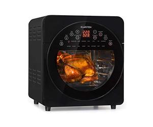 KLARSTEIN AeroVital - Friteuse sans huile, Air fryer, 1700W, 50-220°C, 14 litres, 16 programmes, Ecran tactile, Plats divers, Ensemble d'accessoires, Electrique, Poids 8,6kg - Noir