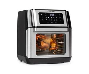 Klarstein AeroVital Fry - Friteuse a Air Chaud, 3D Heating System 1500 W, Volume XL 10 L, 9 Programmes, Boitier Cool-Touch, Minuteur 60 min, Thermostat jusqu'a 220 C, Ecran Tactile, Noir/Argent