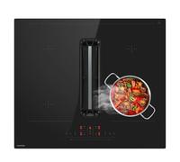 Klarstein AirJet Basic Table à induction avec Hotte intégrée - 10 kW, 600 m³/h, CEE A+, 52 dB, 9 vitesses, Commande tactile, Filtre aluminium, Noir