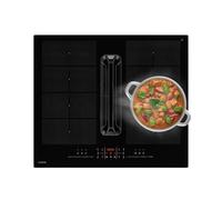Klarstein AirJet FlexPro Table à induction avec Hotte intégrée - CEE A+, 600 m³/h, 14 kW, 4 Zones, Boost, Silencieux 52 dB, Commande tactile, Filtre aluminium, Noir