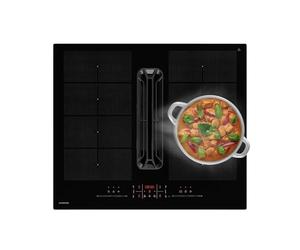 Klarstein AirJet FlexPro Table à induction avec Hotte intégrée - CEE A+, 600 m³/h, 14 kW, 4 Zones, Boost, Silencieux 52 dB, Commande tactile, Filtre aluminium, Noir
