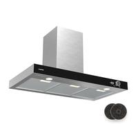 Klarstein AirNova Hotte aspirante - 90 cm Hotte murale, 620 m³/h, CEE A++, LED 6500 K, Silencieuse 49 dB, Acier Inoxydable, Extraction & Recirculation