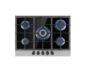 Klarstein Alchemist 70cm Plaque de Cuisson à Gaz 5 Feux Argent