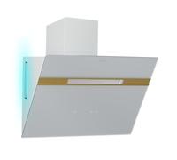 Klarstein Alina hotte aspirante - 60 cm hotte murale, 600 m³/h, éclairage LED 9 couleurs, tactile, classe énergétique A, 52 dB, blanc-doré, extraction & recirculation