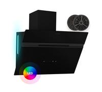 Klarstein Alina hotte aspirante - 60 cm hotte murale, 600 m³/h, éclairage LED 9 couleurs, tactile, classe énergétique A, 52 dB, noire, recirculation & extraction