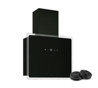 Klarstein AlizeEdge Hotte Murale - 60cm Hotte Aspirante, Design Plat, 487 m³/h, A+ Énergie, Éclairage LED, Silencieuse 38 dB, Tactile, Aluminium & Charbon, Noir