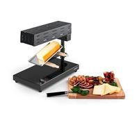 Klarstein Appareil a Raclette avec Plateau en Acier Inoxydable, Machine a Raclette Rotatif et Réglable sur Table de 600W, Traditionnel Service a Raclette, Grilles à Fromage Raclette