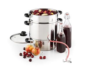 KLARSTEIN Applebee Extracteur de jus électrique à Vapeur - Confection intégrale en INOX, Poignées Cool-Touch, Chauffage intégré de 1500 W, Réservoir de Fruits avec Un Volume de 8 L