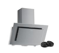 Klarstein Athena Hotte Aspirante 60 cm - Hotte Décorative Inclinée, 404 m³/h, LED, A+++, 3 Vitesses, Filtre Charbon, Silencieuse, Recyclage & Évacuation, Hotte Cuisine Moderne, Acier inoxydable