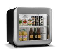 Klarstein Audrey Evo Réfrigérateur à boissons Porte en verre Mini Bar Mini Frigo 46 L Design rétro Noir Noir