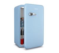 Klarstein Audrey Evo 90L Mini Frigo - Rétro, Silencieux 40 dB, Thermostat Mécanique, Porte Réversible, LED, Petit Frigo pour Chambres & Bureaux, Bleu