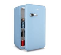 Klarstein Audrey Evo 112 L Mini réfrigérateur de chambre - Rétro, Silencieux 40 dB, Thermostat mécanique, Porte réversible, LED, Petit réfrigérateur pour bureaux & chambres, Bleu