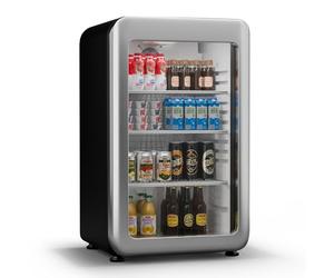 Klarstein Audrey Evo Réfrigérateur à boissons - 93 L Vitrine réfrigérée à boissons, Porte à double vitrage, Éclairage LED, Température 0-10°C, Design rétro, Classe Énergétique C
