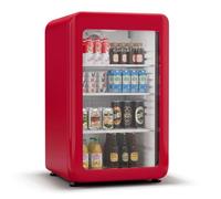 Klarstein Audrey Evo Réfrigérateur à boissons - 113 L, Porte à double vitrage, LED, Température 0-10°C, Design rétro, Classe Énergétique C, Pieds réglables, Rouge