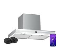 Klarstein Auriana Hotte Murale - 60cm, 700 m³/h, A+ Énergie, LED 6000K, WiFi & Tactile, Hotte Aspirante Silencieuse, Design Moderne, Filtre à Charbon, Noir