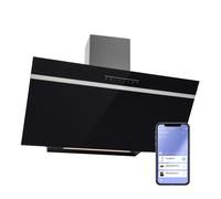 Klarstein Hotte aspirante Ava 90 cm – Evacuation & recyclage, contrôle par app, LED – Noir