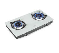Klarstein Barzona Réchaud de camping 2 brûleurs 3 4 kW et 4 3 kW plaque en verre Acier inoxydable Utilisation mobile