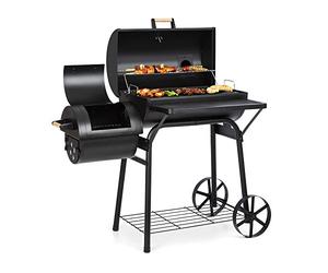 KLARSTEIN Beef Brisket Smoker Gril - Gril au Charbon de Bois/fumoir, Gril en Acier Inoxydable, thermomètre dans Le Couvercle, 2 Grandes Roues, avec Couvercle, Noir