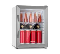 Klarstein Beersafe M Crystal White Réfrigérateur 33 litres 2 étagères Porte en verre panoramique Acier inoxydable