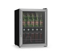 KLARSTEIN Beersafe Réfrigérateur à Boissons 60 L - Mini Frigo avec Porte Vitrée, Argent | Éclairage LED, étagères métalliques amovibles, silencieux, pour boissons et canettes