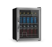 KLARSTEIN Beersafe Réfrigérateur à Boissons 60 L - Mini Frigo avec Porte Vitrée, Argent | Éclairage LED, étagères métalliques amovibles, silencieux, pour boissons et canettes